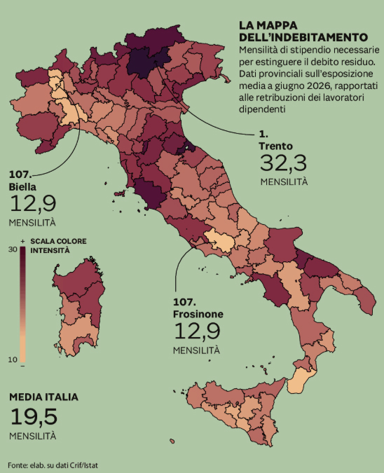 LA MAPPA DEL DEBITO ITALIANO